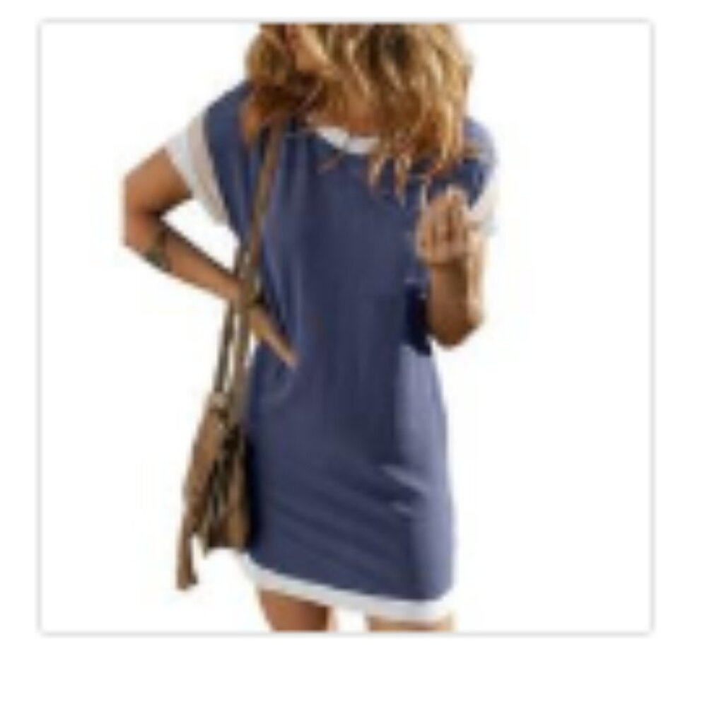 💙 Evaless Ribbed T-Shirt Dress – Sail Blue | Size Large